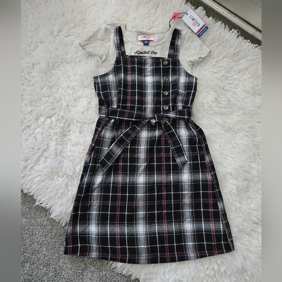 Limited Too Girl's Plaid Jumper Dress & Tee. Size L (12-14). New. - Picture 1 of 8